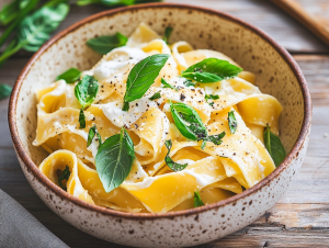 Pappardelle mit cremiger Zitronen-Ricotta-Sauce und grünem Spargel