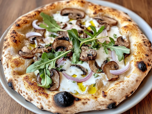 Vegane Pilz-Pizza mit frischen Kräutern