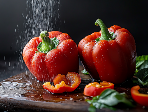 Gefüllte Paprika mit Gemüseburger-Füllung & Tomatensauce