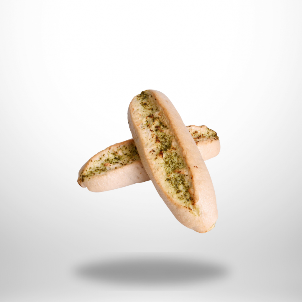 Frisch gebackenes glutenfreies Grill-Baguette mit Kräuterbutter von Lucky Grain, 185 g.