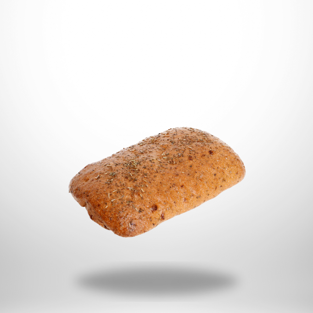 Frisch gebackenes glutenfreies Tomaten-Ciabatta mit getrockneten Tomaten und Kräutern, 180 g von Lucky Grain.